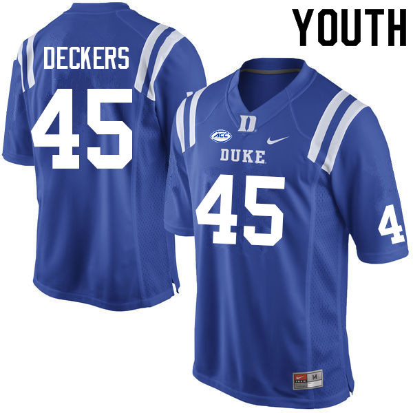 Youth #45 Evan Deckers Duke Blue Devils College Football Jerseys Sale-Blue